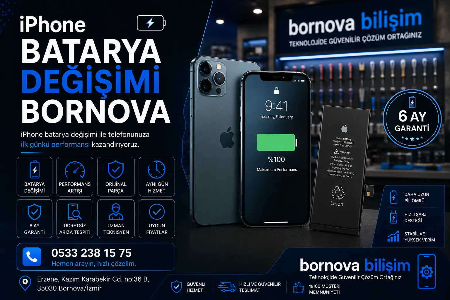 iPhone Batarya Değişimi Bornova